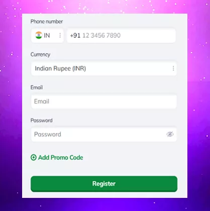 Valor Casino sign-up form